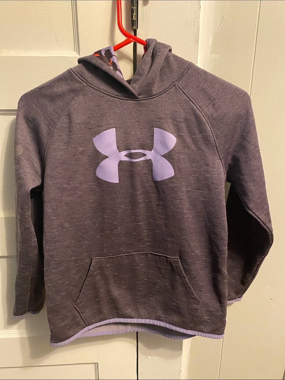 Under Armour Girls' Heathered Dark Purple Hoodie with Lavender Logo